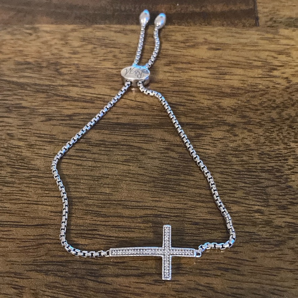 Rhythm and Muse Diamond-Accent Sterling Silver Cross Bracelet